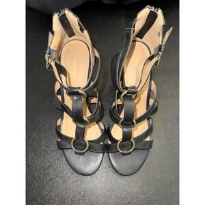 Maurice's Black Jeanie O-ring Heel Sandal Size 9 New